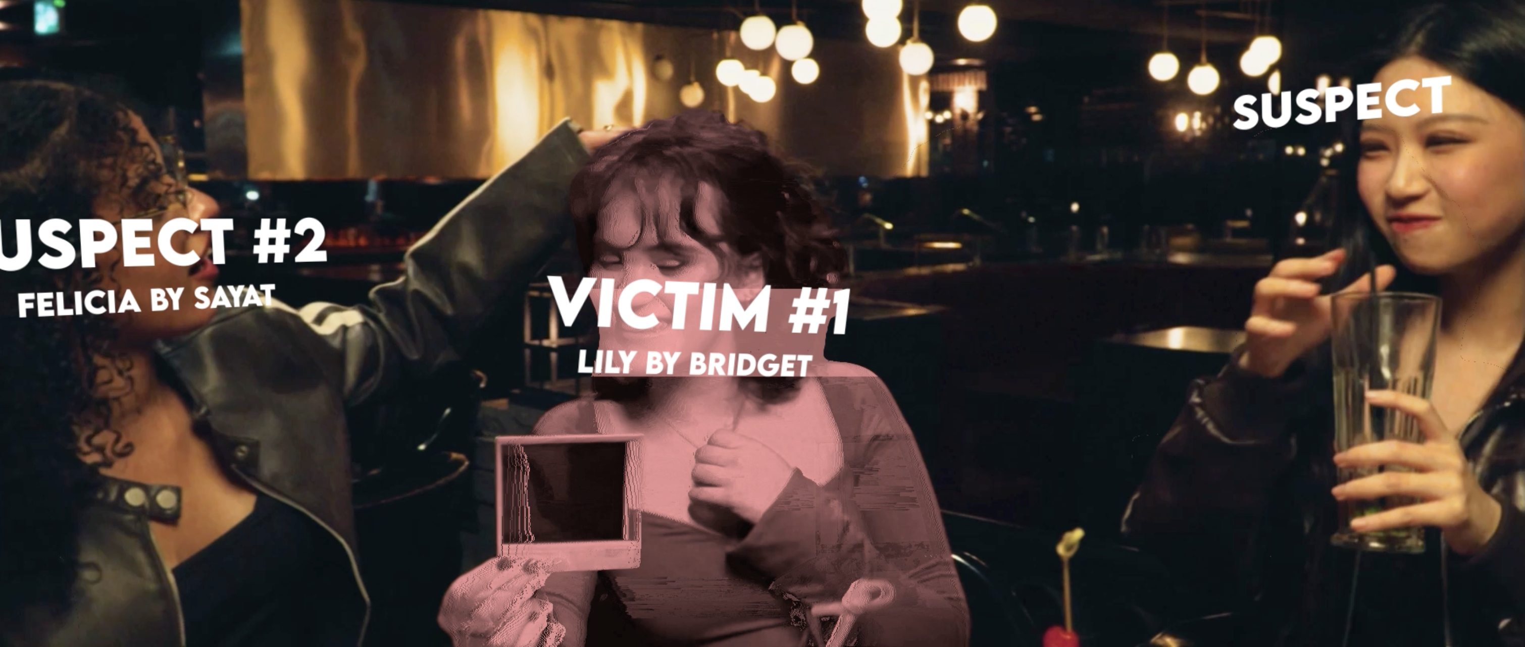 Stylized Suspect and Victim composited story frame